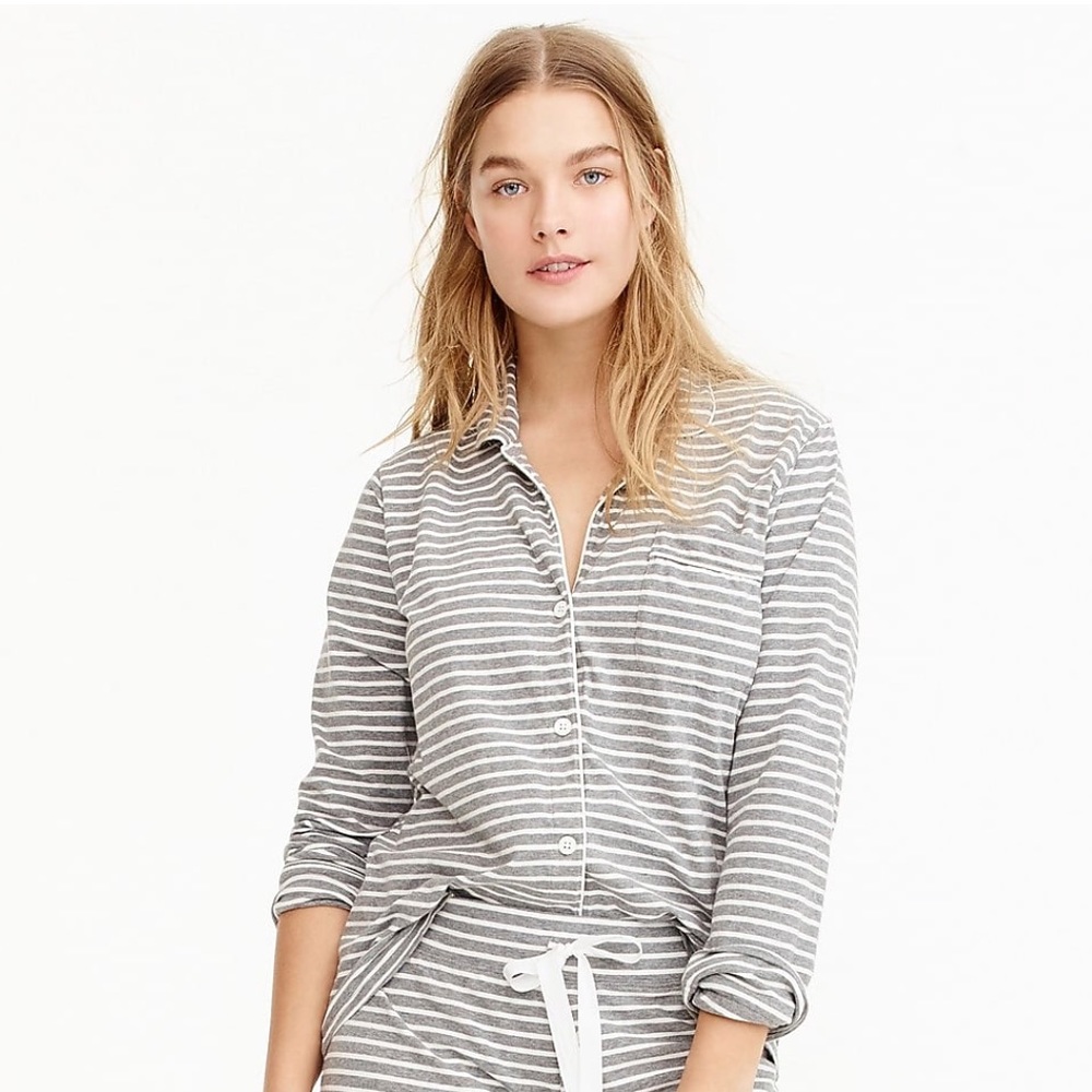 J. Crew Dreamy Long-Sleeve Cotton Pajama TOP ONLY
